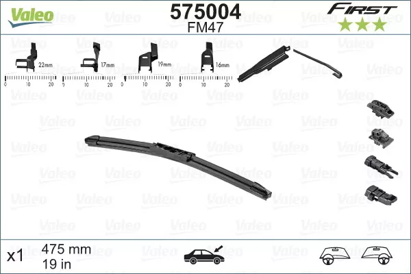 575004 VALEO Wiper Blade for ,ABARTH,ALFA ROMEO,AUDI,BMW,CADILLAC,CHEVROLET,CHRY