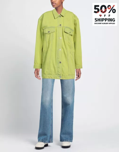 ACTITUDE By TWINSET Denim Oversized Jacket Size XS Green Garment Dye