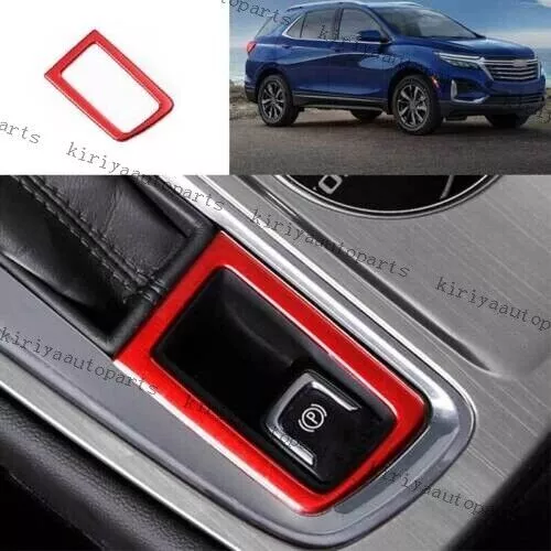 For Chevy Equinox 2018~2023 Red Steel Console Electronic Handbrake Cover Trim