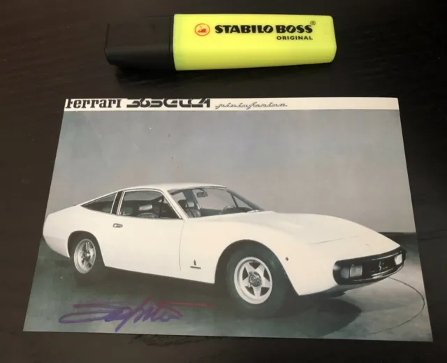 Rare Filippo Sapino Ferrari 365 GTC/4 Signed Not Copy Photo Autograph