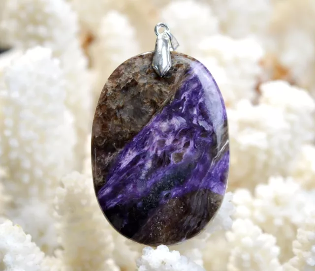 Charoite 96 carats - pendentif cabochon pierre naturelle - Russie / EX58