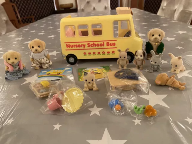 Sylvanian Families Nursery School Bus Complete New Accessories And 9 Figures