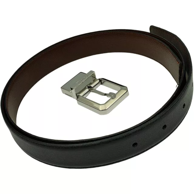 St Dupont - Reversible Brown / Black Leather Belt & Buckle - New Old Stock #Db