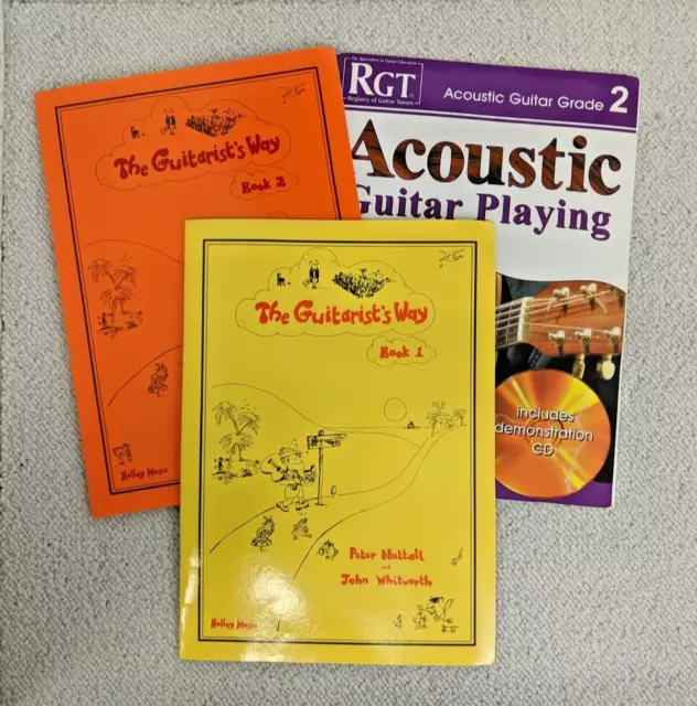 3 Anfänger-Gitarrenbücher The Guitarist's Way 1 & 2 und Grade 2 Taschenbuch