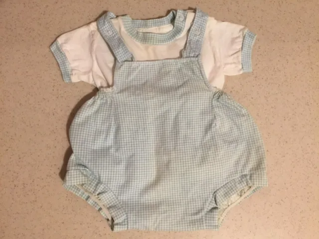 Vintage Carter's 1950s Kids Infant Toddler Boys Bib Overalls Shirt Top Outfit 6M