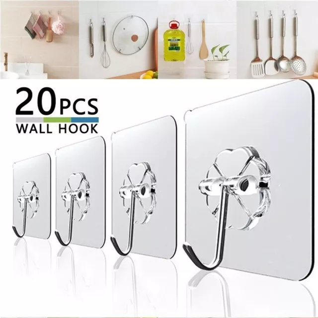 20 Stück starke transparente Saugnapf Wandhaken für Küche Bad
