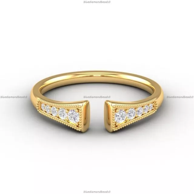 MILGRAIN BAND FINE Anniversary Engagement Diamond Ring 14k Yellow Gold ...