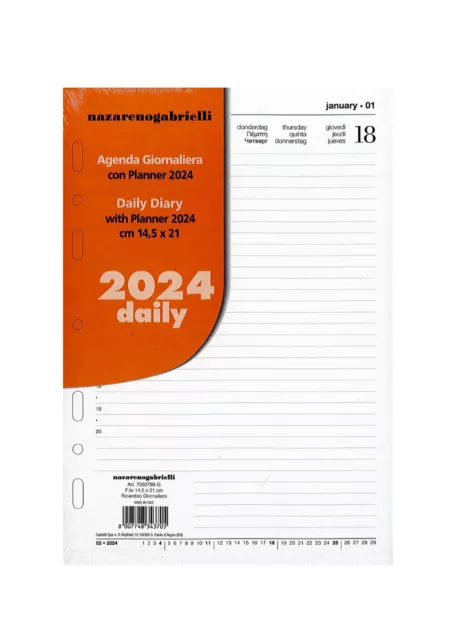 Ricambio Organizer Agenda Giornaliera 2024 cm. 14,5x21