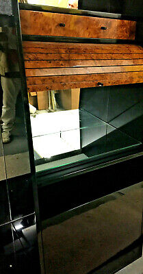 A Wonderful Large Vintage Roche Bobois Art Deco Black & Walnut Coctail Cabinet 7