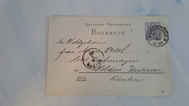 DR 1888 Postkarte, Stempel Swinemünde