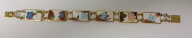 Vintage By ROBERT KUO Signed Taiwan Asian Enamel Cloisonne Panel Bracelet Vintage By ROBERT KUO Signed Taiwan Asian Enamel Cloisonne Panel Bracelet