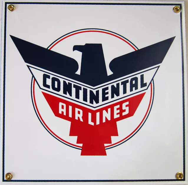 Continental Airlines Vintage Aviation  Porcelain Metal Sign