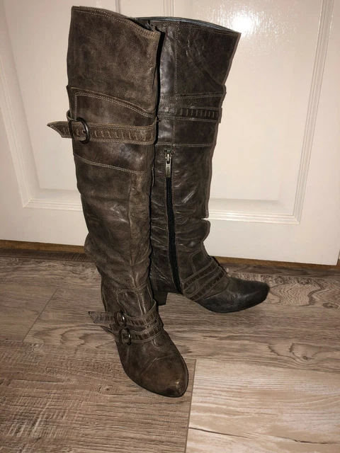 jolies bottes cuir plissé gris zippées BOCAGE pointure 37  EXCELLENT ÉTAT