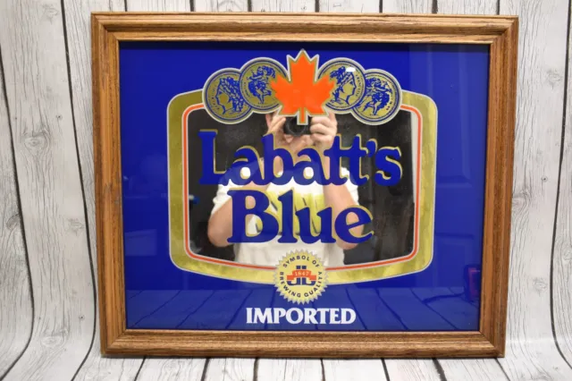Vintage 80's Labatts Blue Beer Mirror/Sign 22x19