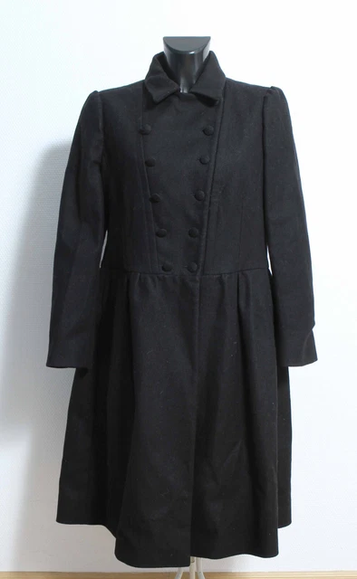 Manteau Sandro Noir En Laine Et Cuir Matelassé - Taille 38 - Neuf Sans étiquettes, Hyper élégant !