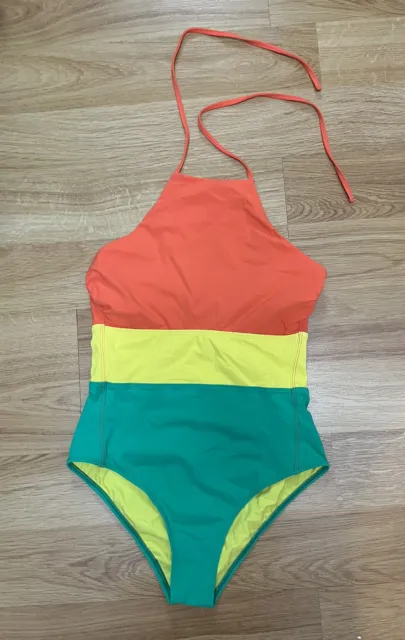 Diane Von Furstenberg bright Colorblock One Piece Swimsuit bathing suit P small