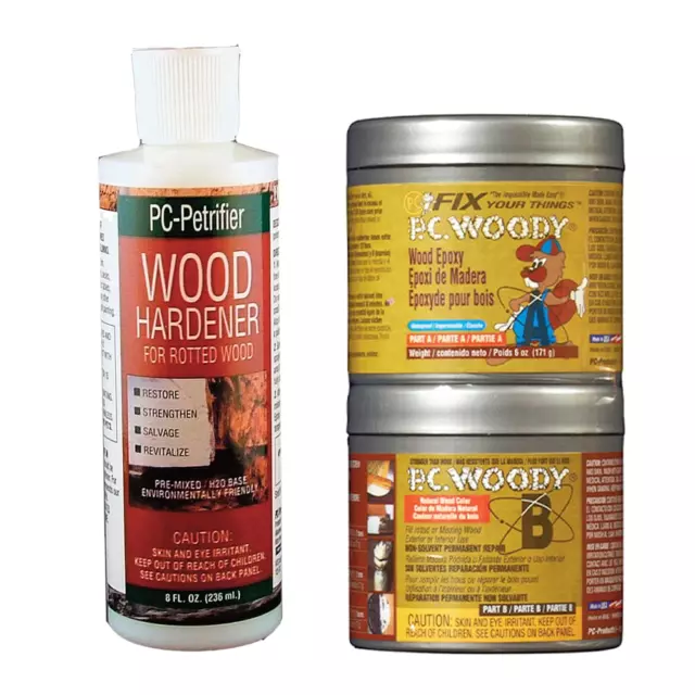 PC-Products Wood Repair Epoxy Paste and Wood Hardener Kit, PC-Woody 6 oz and PC-