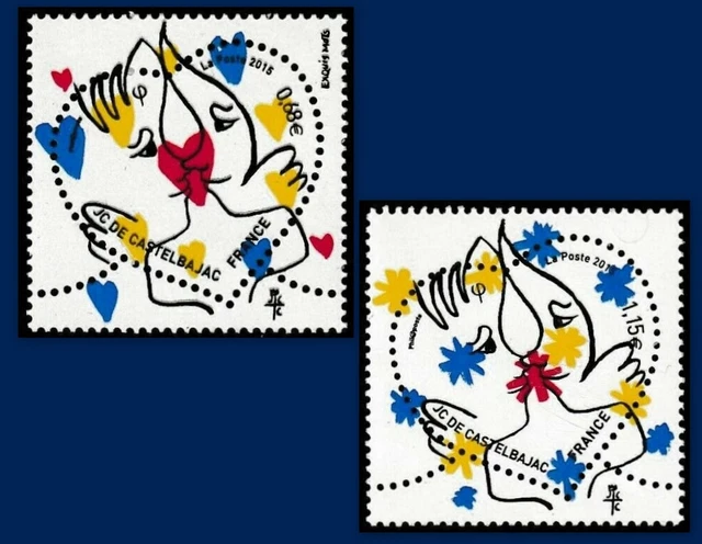 2015 France No. 4924/4925 Valentine's Day, Coeur Jc De Castelbajac, 2015 Set MNH