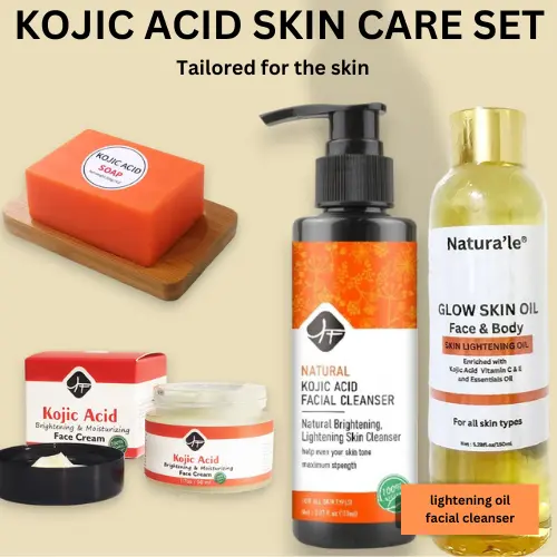 KOJIC Acid Face Cream Cleanser Soap for Dark Spots Skin Lightening & Whitening