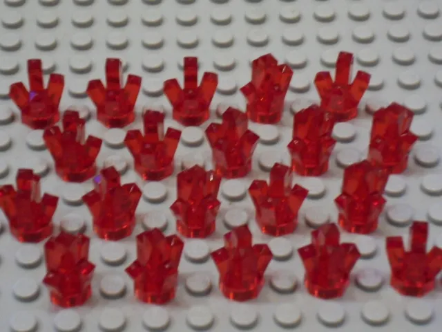LEGO 20 Kristalle 1x1 mit 5 Zacken transparent Rot Diamant "UNBESPIELT"