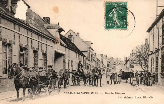 CPA 51 - FERE-CHAMPENOISE (Marne) - Rue de Sézanne (animated, couplings)
