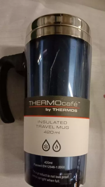 Travel Mug Blue Translucent Stainless Steel Insulated Tea Coffee Mug 420ml