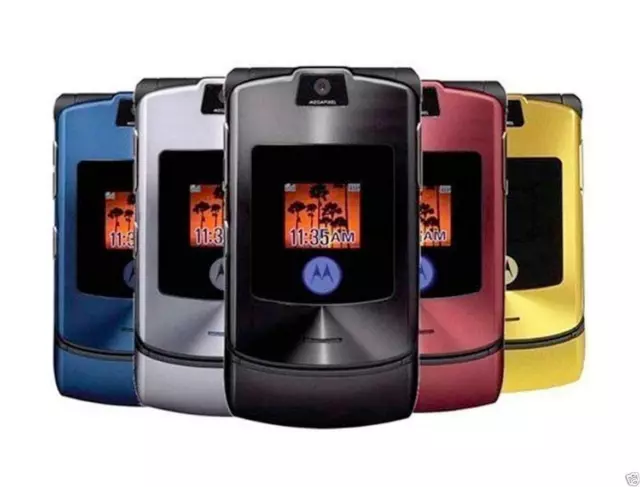 Original Motorola RAZR V3 Flip Mobile Phone Unlocked Cellphone Camera Bluetooth