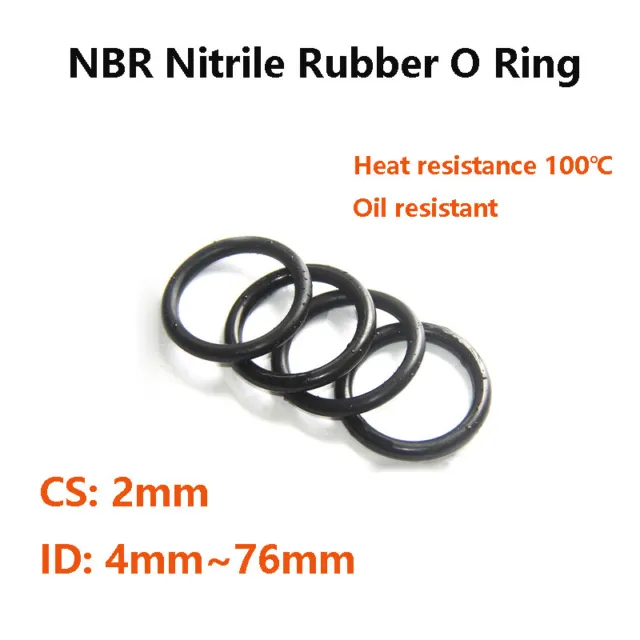 2mm CS O Rings Nitrile Rubber Washer NBR Black 4mm~76mm ID Joint Sealing O-Ring