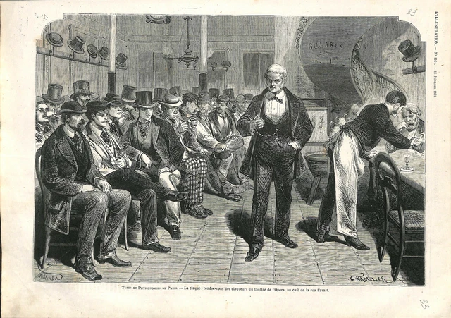 Paris La claque rendez-vous des claqueurs au théâtre de l'Opéra GRAVURE 1873