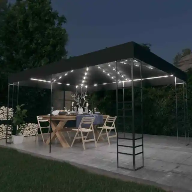 Pavillon mit LED-Lichterkette 3x4 m Garten Pavilon Designer Pavillion Gartenzelt