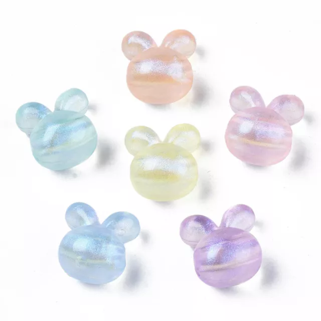 20pcs Acrylic Beads Glitter Powder Rabbit Mixed Color 16mm for Bracelet Craft