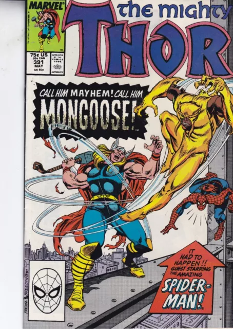 Marvel Comics Thor (Mighty) Vol. 1 #391 May 1988 1St Mongoose & Eric Masterson