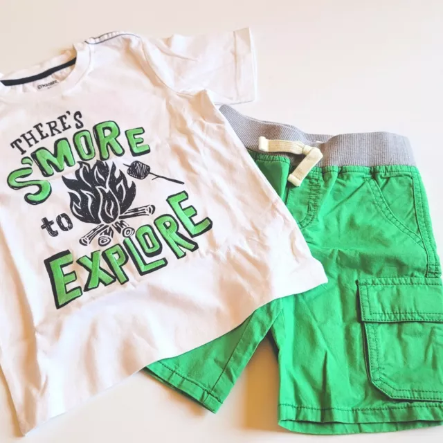 Gymboree Boys 3T Backyard Explorer Smores to Explore Tee Green Shorts Set NWT 2