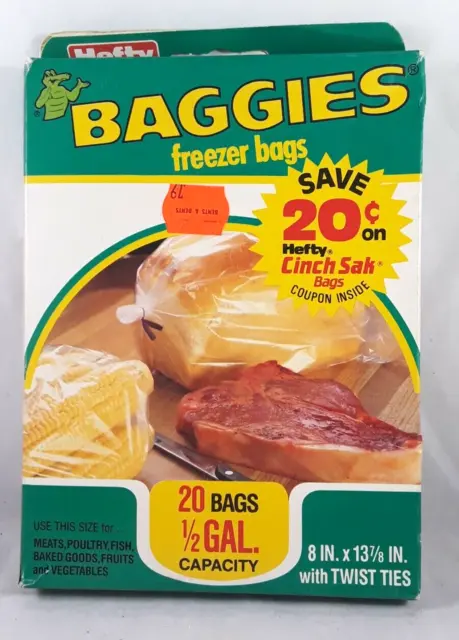 1970s Hefty Baggies Sandwich Bags & Ties 150 Count Open Box Kitchen  Collectible