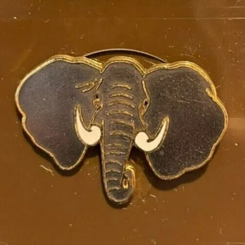 Vintage Gift Creations African Elephant Head Study Cloisonne Enamel Pin HTF NICE