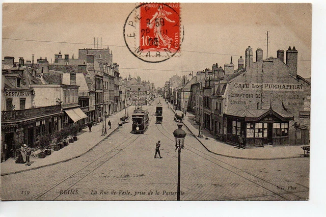 REIMS - Marne - CPA 51 - Les Tramways - Tramway rue de Vesle