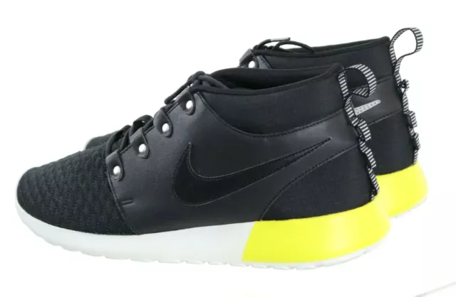 Nike Roshe Run Men's Sneakers Boot Shoes Size 10 Leather Black Yellow 2