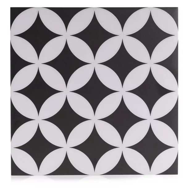 Industry Tile 8x8 Art Decor Circles Black & White Porcelain Tile (25 Pcs/Box)