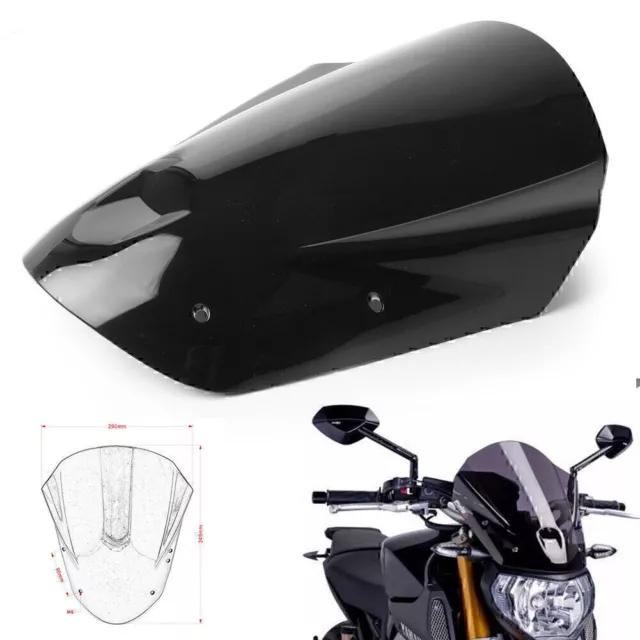 Front Windshield Windscreen Windproof For YAMAHA MT-09 FZ-09 2013-2016 Black UK