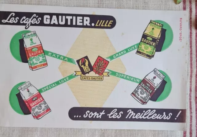 Ancien Buvard Publicitaire Les Cafes Gautier