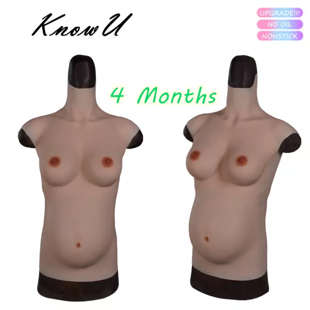KnowU No Oil Silicone Breast Forms Pregnant Four Months Belly With Chest Cosplay