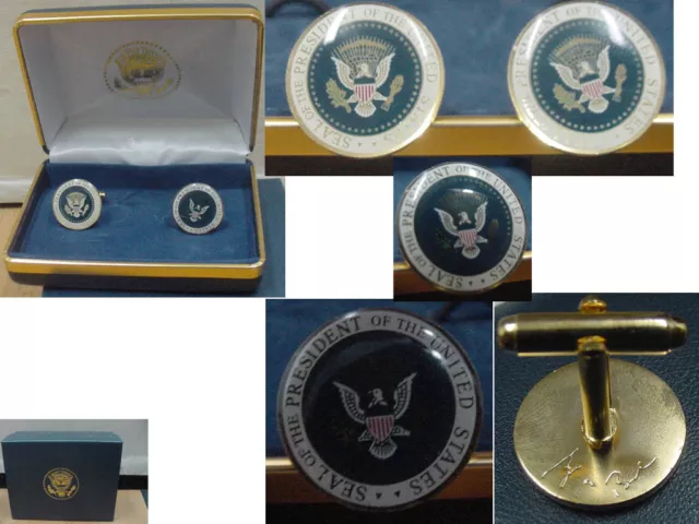 Pair of  presidential George W Bush cufflinks - color seal