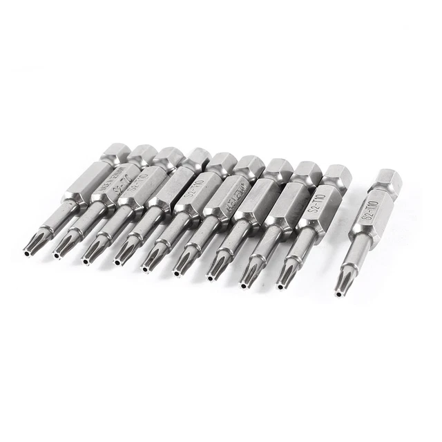 Lot de 10 embouts magnétique 1/4 x 50 mm Pour visseuse Torx T10