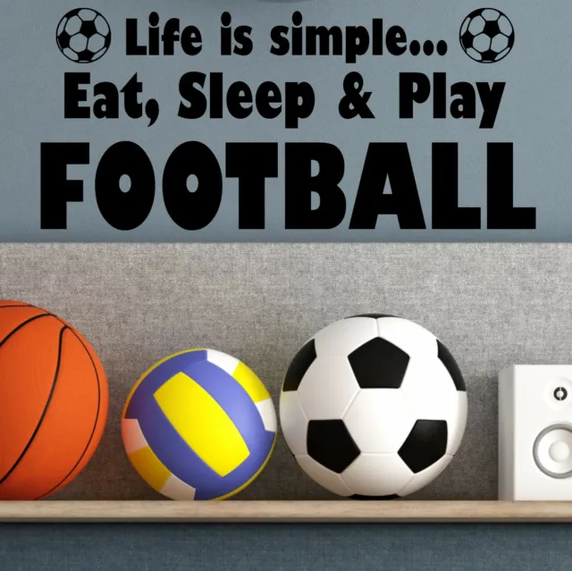 Eat Sleep Play Football Wall Sticker Decal Quote Kids Sports Vinyl Boys Vinyl