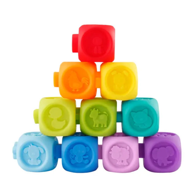 10 Pcs Building Blocks Toddler Baby Dropshipping Soft Rubber