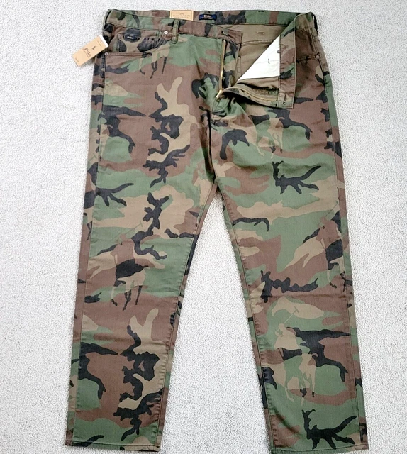 Polo Ralph Lauren Jeans Denim Pants 50 B 30 Green Camo Stretch Pony Varick Slim