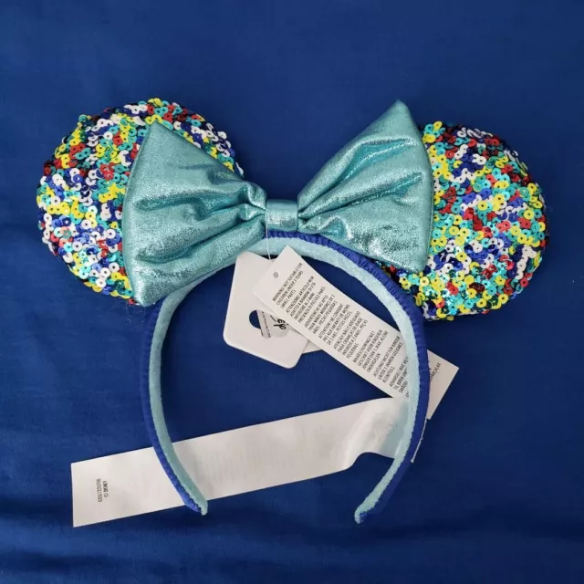 Disney Park Sparkle Minnie Mickey Ears Rainbow Star Confetti Sequin Headband