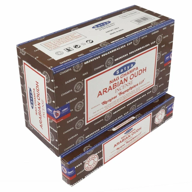 Satya Nag Champa Arabian Oudh Incense Sticks Agarbatti (180 g Box) 12 Packs