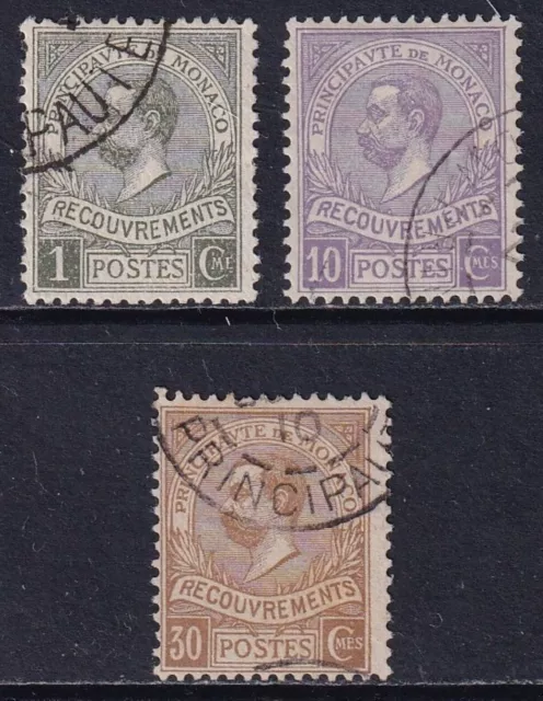 MONACO 1910 Postage Dues set of 3 SG D36-D38 Used (CV £275)