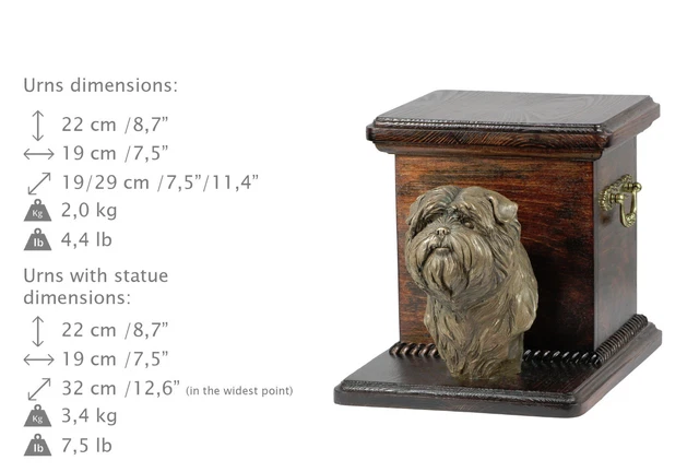 Affenpinscher, dog urn made of cold cast bronze, ArtDog,USA - kind2